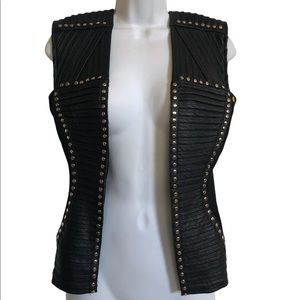 Venus‎ studded pleather open front vest with zipper back size 2